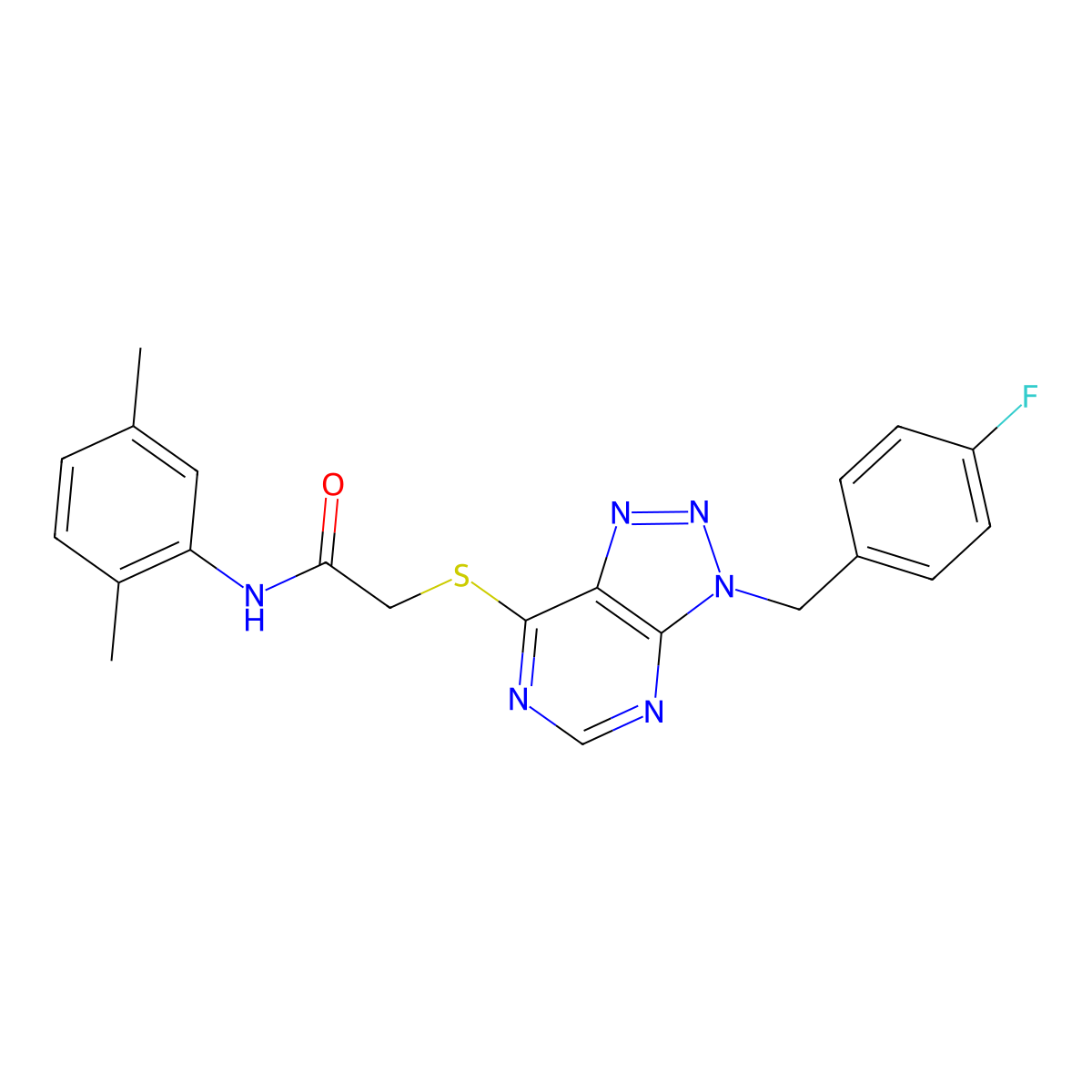 N-(2,5-dimethylphenyl)-2-((3-(4-fluorobenzyl)-3H-[1,2,3]triazolo[4,5-d]pyrimidin-7-yl)thio)acetamide molecular structure, CAS 863453-23-0