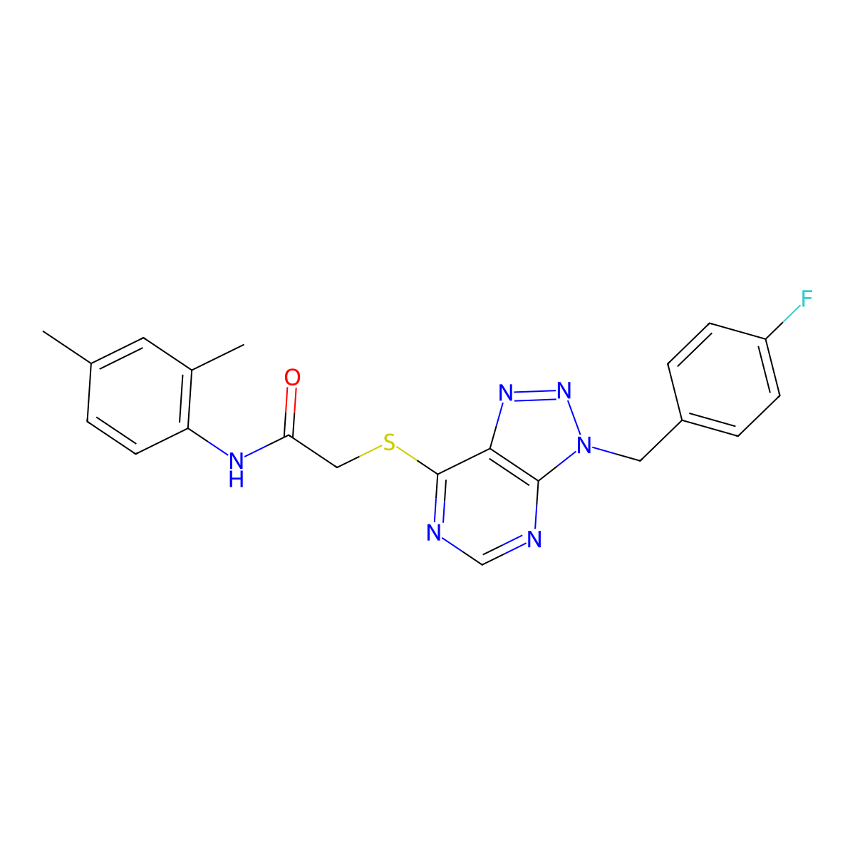 N-(2,4-dimethylphenyl)-2-((3-(4-fluorobenzyl)-3H-[1,2,3]triazolo[4,5-d]pyrimidin-7-yl)thio)acetamide molecular structure, CAS 863453-24-1