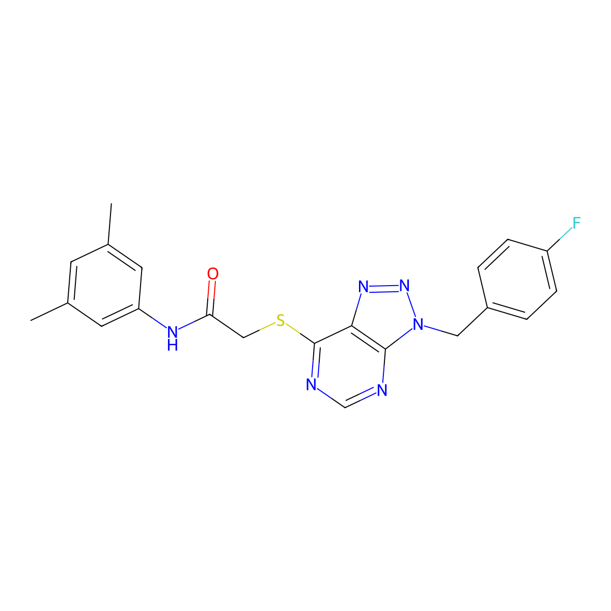 N-(3,5-dimethylphenyl)-2-((3-(4-fluorobenzyl)-3H-[1,2,3]triazolo[4,5-d]pyrimidin-7-yl)thio)acetamide molecular structure, CAS 863453-25-2