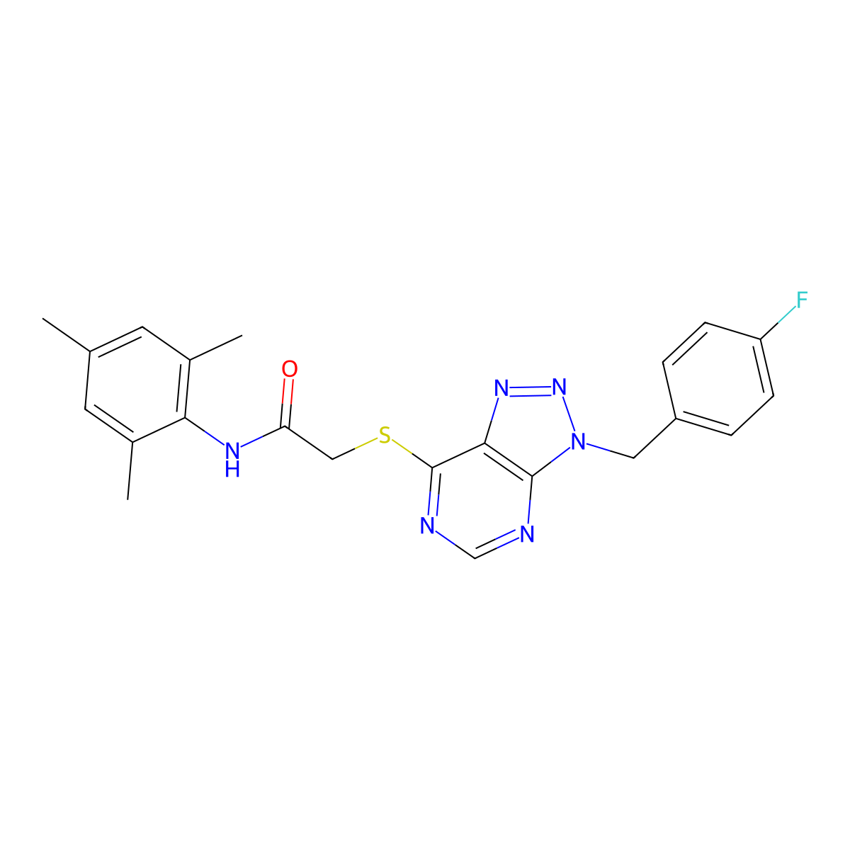 2-((3-(4-fluorobenzyl)-3H-[1,2,3]triazolo[4,5-d]pyrimidin-7-yl)thio)-N-mesitylacetamide molecular structure, CAS 863453-26-3