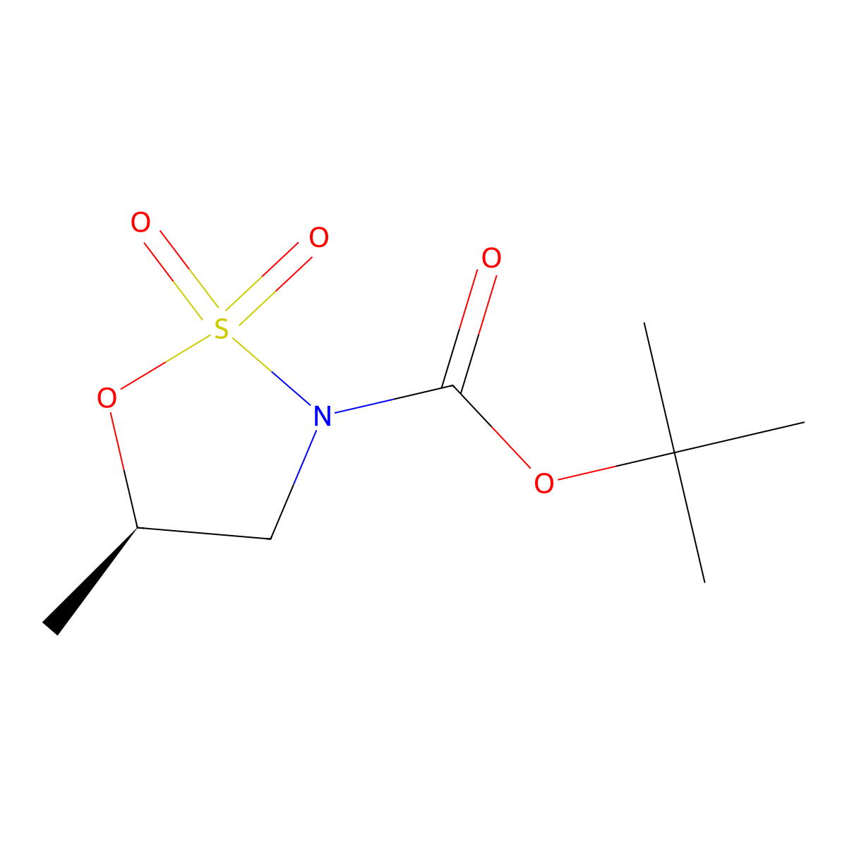 1,2,3-Oxathiazolidine-3-carboxylic acid, 5-methyl-, 1,1-dimethylethyl ester, 2,2-dioxide, (5R)- molecular structure, CAS 863453-61-6