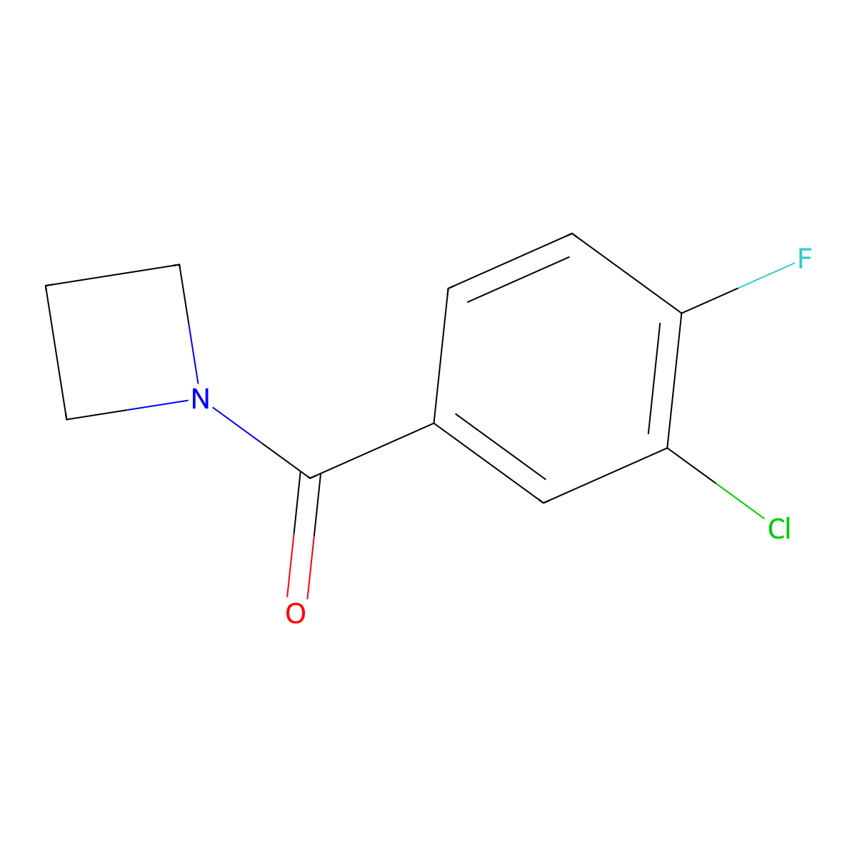 (Azetidin-1-yl)(3-chloro-4-fluorophenyl)methanone molecular structure, CAS 863454-79-9