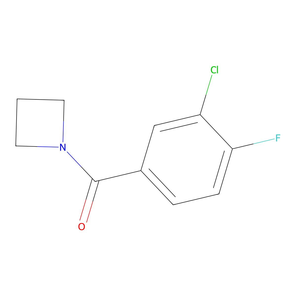 (Azetidin-1-yl)(3-chloro-4-fluorophenyl)methanone molecular structure, CAS 863454-79-9