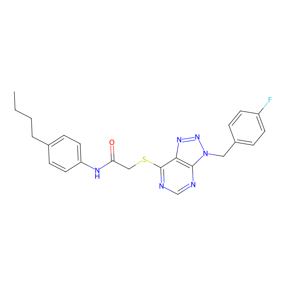 N-(4-butylphenyl)-2-((3-(4-fluorobenzyl)-3H-[1,2,3]triazolo[4,5-d]pyrimidin-7-yl)thio)acetamide molecular structure, CAS 863457-66-3