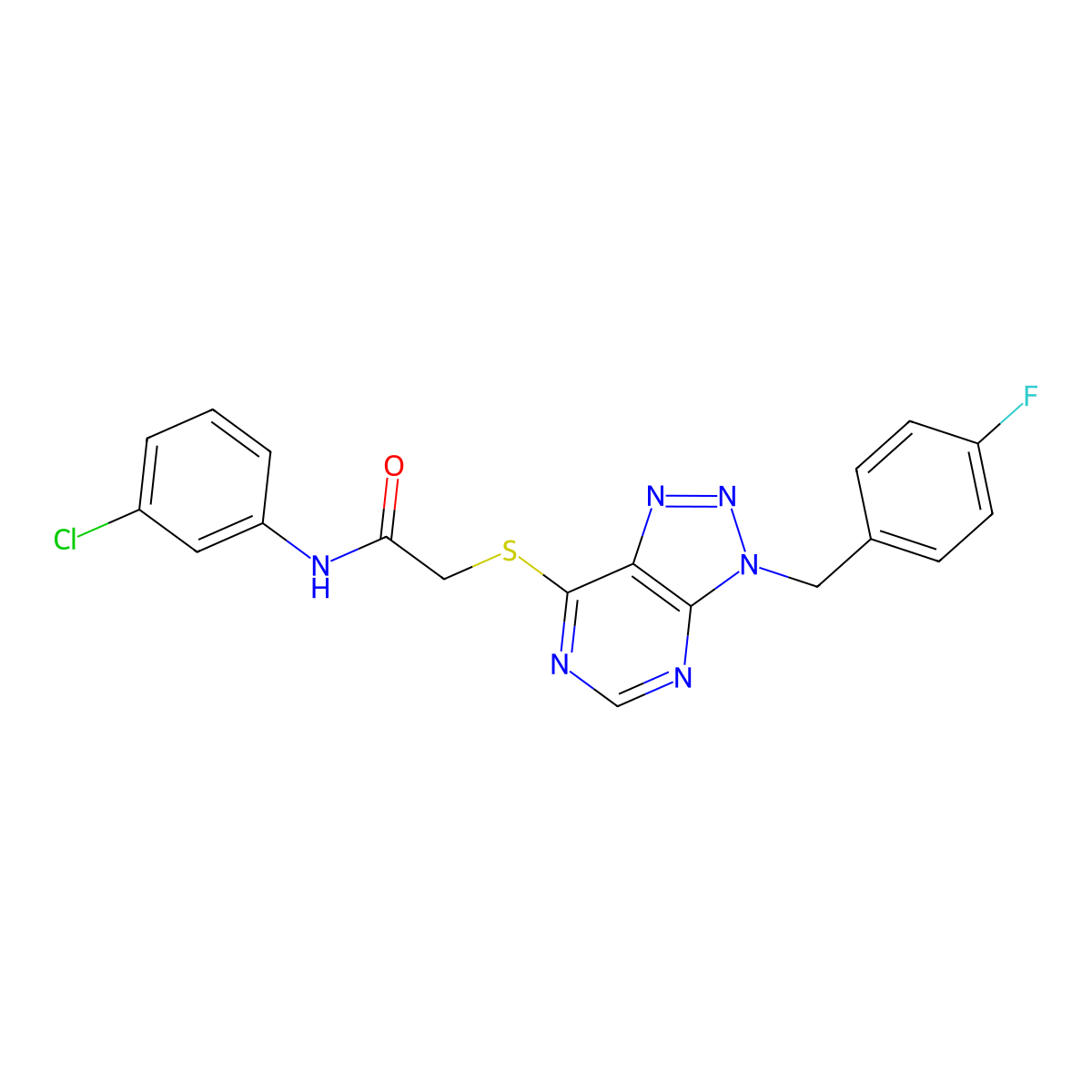 N-(3-chlorophenyl)-2-((3-(4-fluorobenzyl)-3H-[1,2,3]triazolo[4,5-d]pyrimidin-7-yl)thio)acetamide molecular structure, CAS 863457-70-9