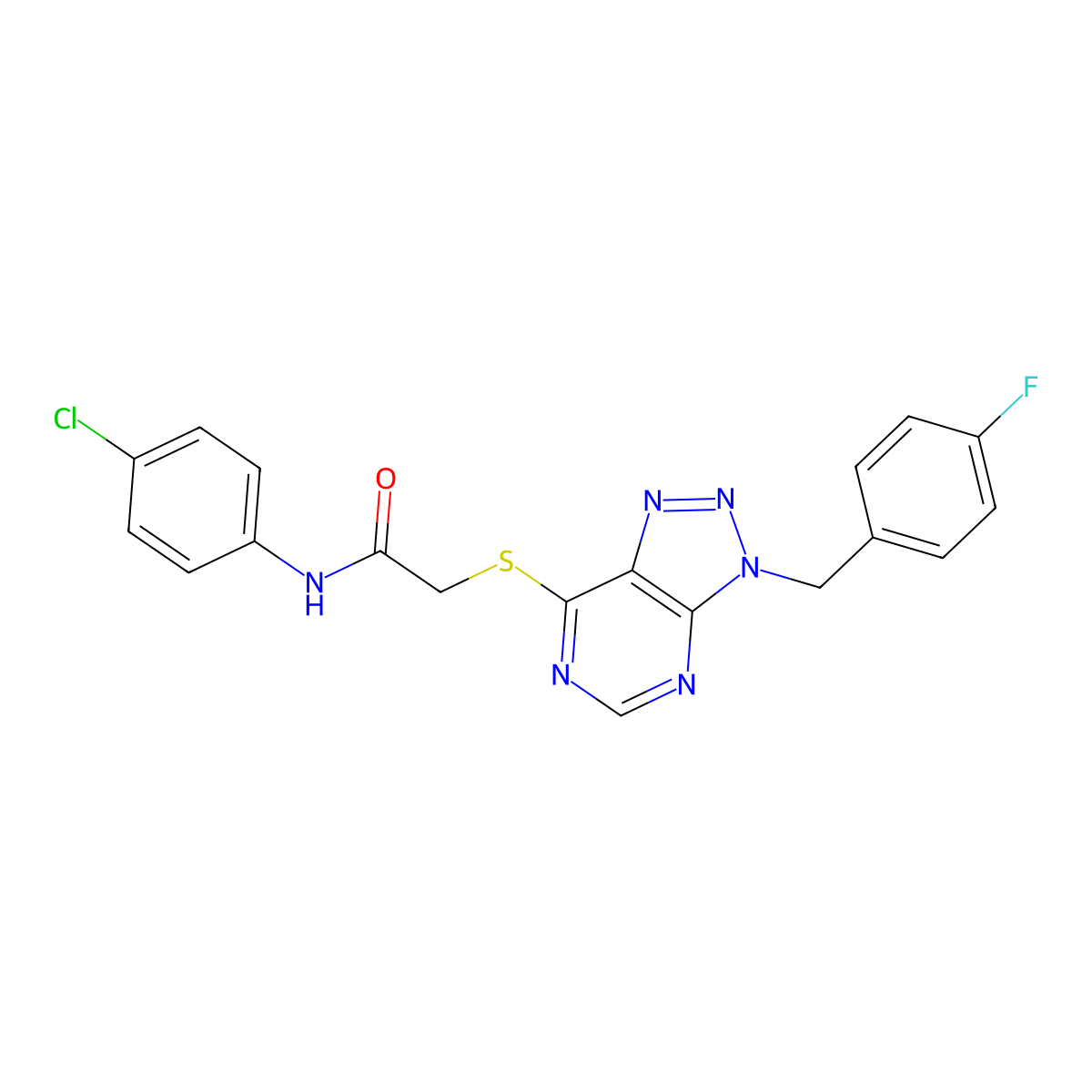 N-(4-chlorophenyl)-2-((3-(4-fluorobenzyl)-3H-[1,2,3]triazolo[4,5-d]pyrimidin-7-yl)thio)acetamide molecular structure, CAS 863457-71-0