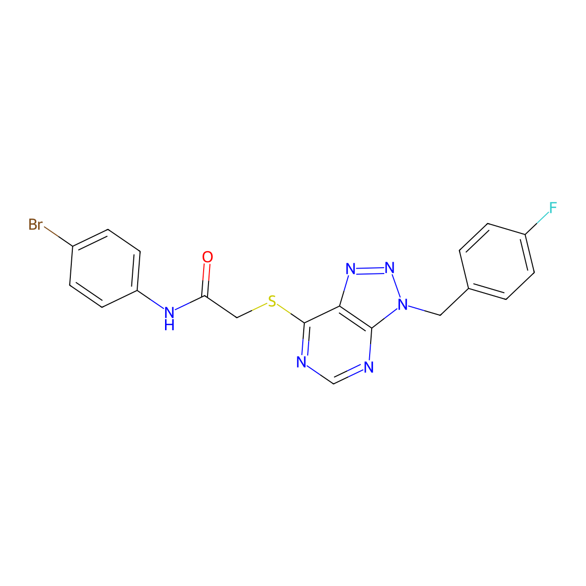 N-(4-bromophenyl)-2-((3-(4-fluorobenzyl)-3H-[1,2,3]triazolo[4,5-d]pyrimidin-7-yl)thio)acetamide molecular structure, CAS 863457-72-1