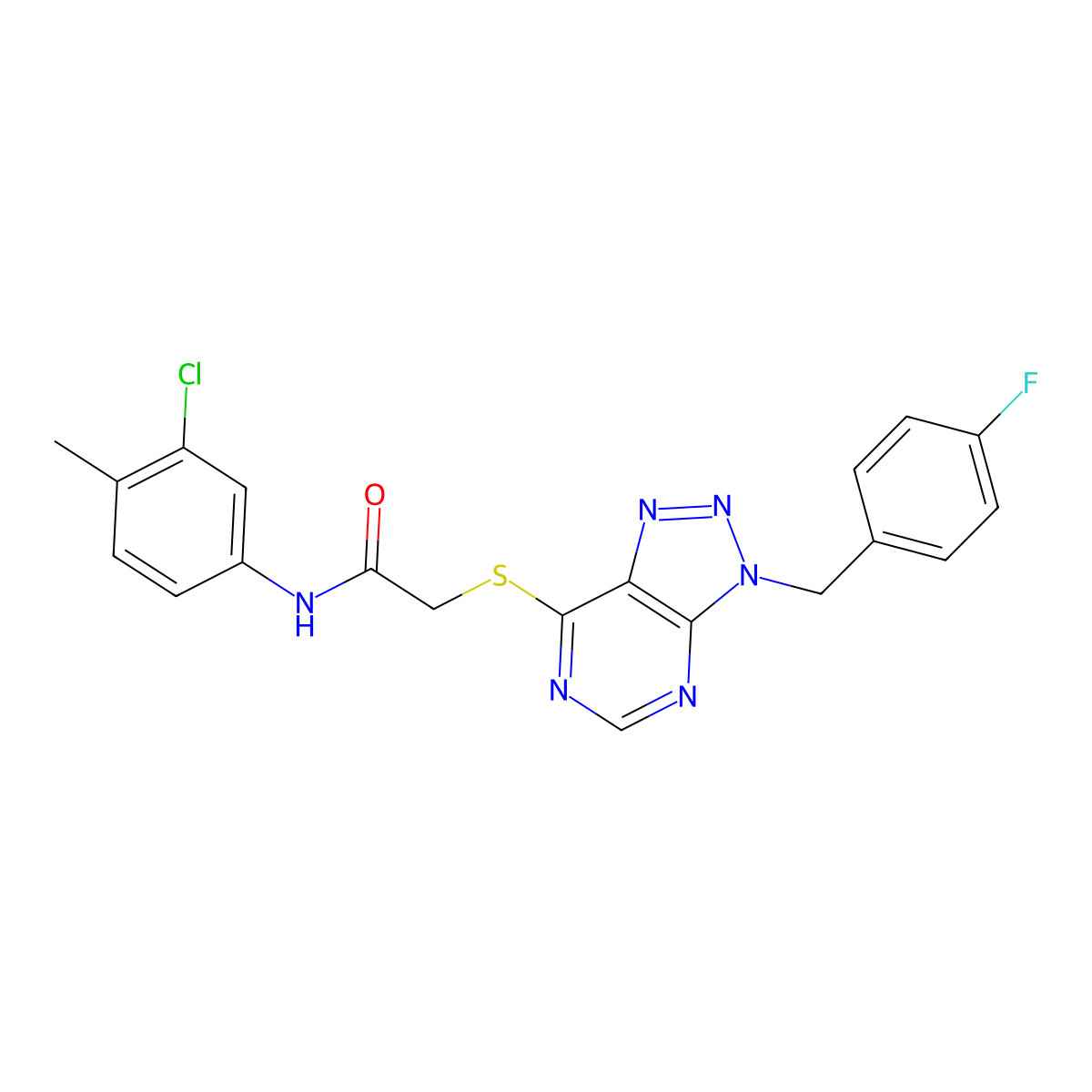 N-(3-chloro-4-methylphenyl)-2-((3-(4-fluorobenzyl)-3H-[1,2,3]triazolo[4,5-d]pyrimidin-7-yl)thio)acetamide molecular structure, CAS 863457-74-3