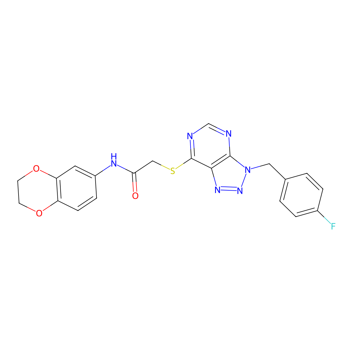 N-(2,3-dihydrobenzo[b][1,4]dioxin-6-yl)-2-((3-(4-fluorobenzyl)-3H-[1,2,3]triazolo[4,5-d]pyrimidin-7-yl)thio)acetamide molecular structure, CAS 863457-85-6
