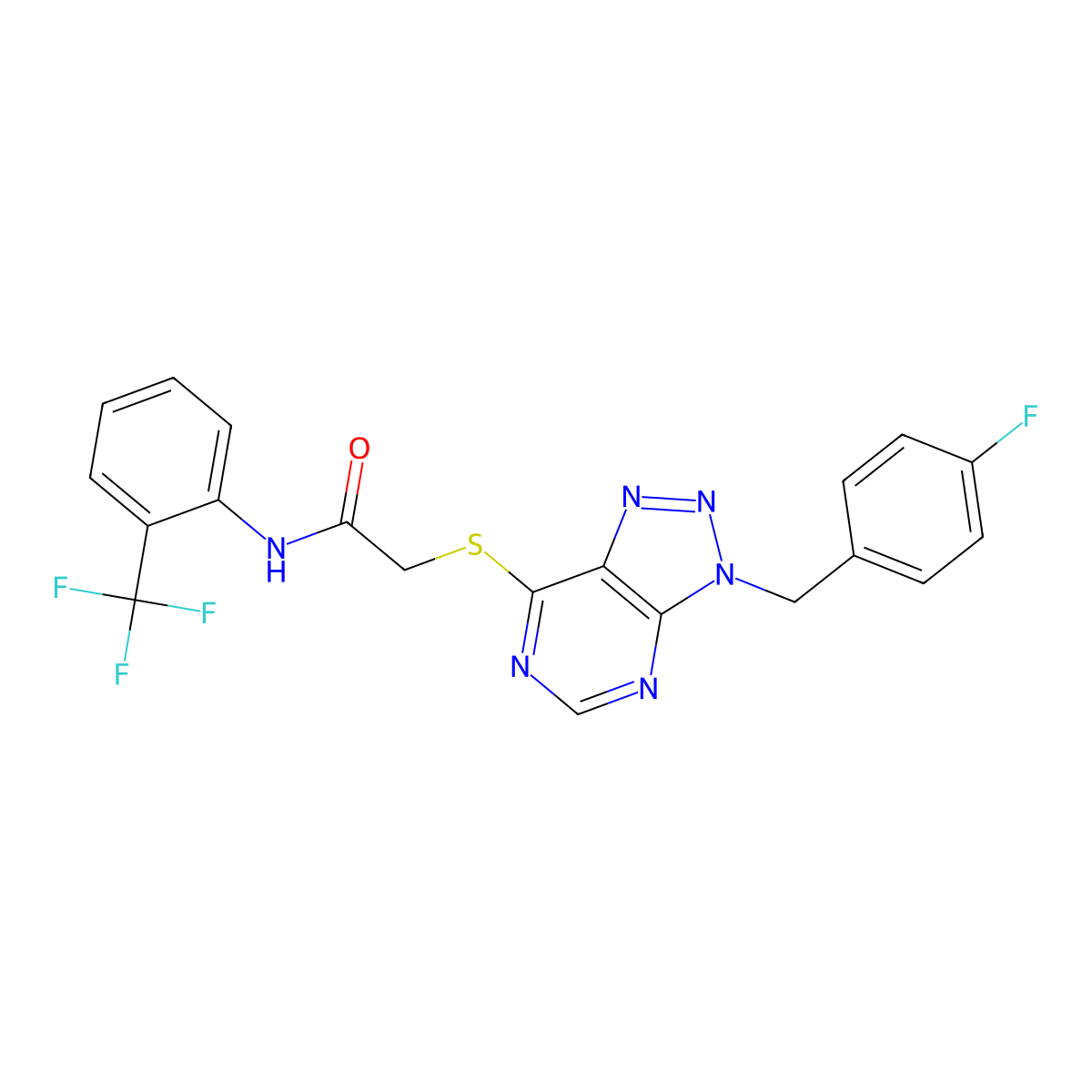 2-((3-(4-fluorobenzyl)-3H-[1,2,3]triazolo[4,5-d]pyrimidin-7-yl)thio)-N-(2-(trifluoromethyl)phenyl)acetamide molecular structure, CAS 863457-86-7
