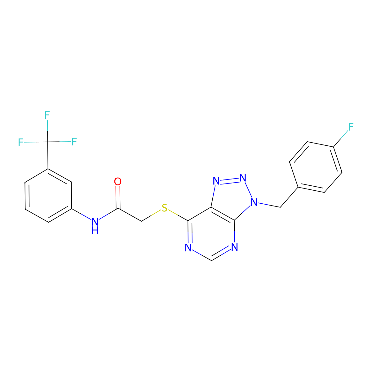 2-((3-(4-fluorobenzyl)-3H-[1,2,3]triazolo[4,5-d]pyrimidin-7-yl)thio)-N-(3-(trifluoromethyl)phenyl)acetamide molecular structure, CAS 863457-87-8