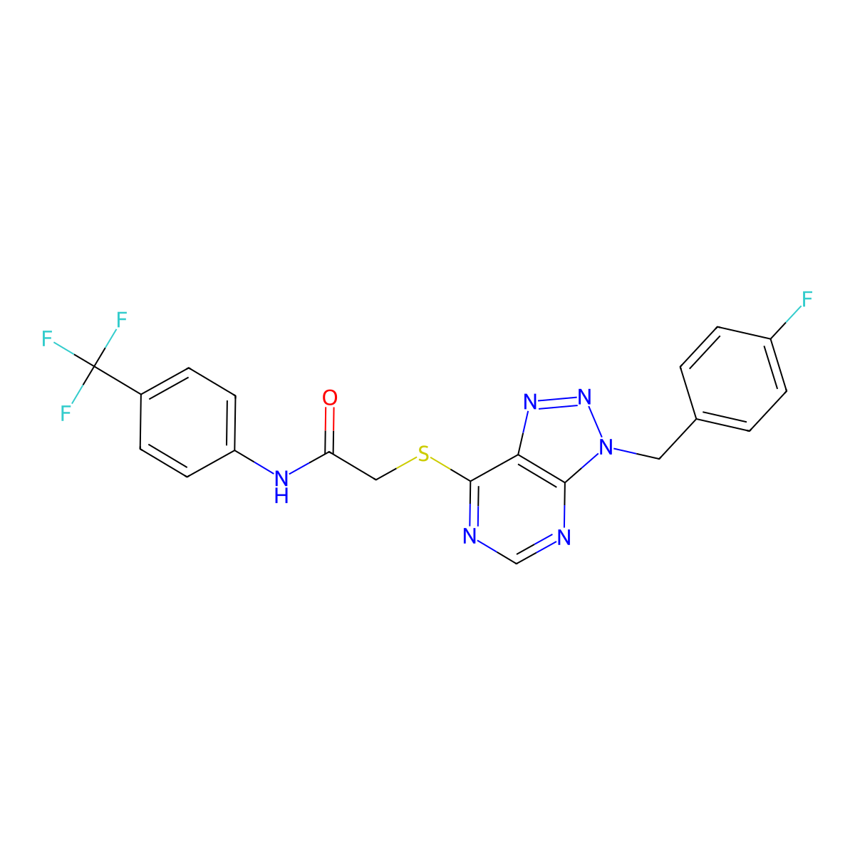 2-((3-(4-fluorobenzyl)-3H-[1,2,3]triazolo[4,5-d]pyrimidin-7-yl)thio)-N-(4-(trifluoromethyl)phenyl)acetamide molecular structure, CAS 863457-88-9