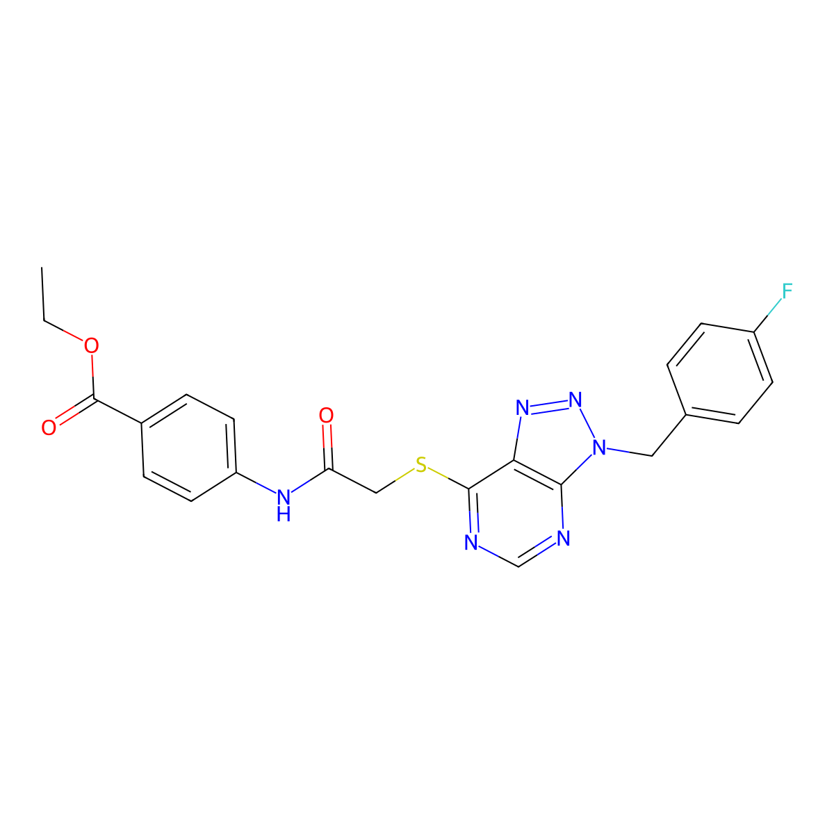 ethyl 4-(2-((3-(4-fluorobenzyl)-3H-[1,2,3]triazolo[4,5-d]pyrimidin-7-yl)thio)acetamido)benzoate molecular structure, CAS 863457-91-4
