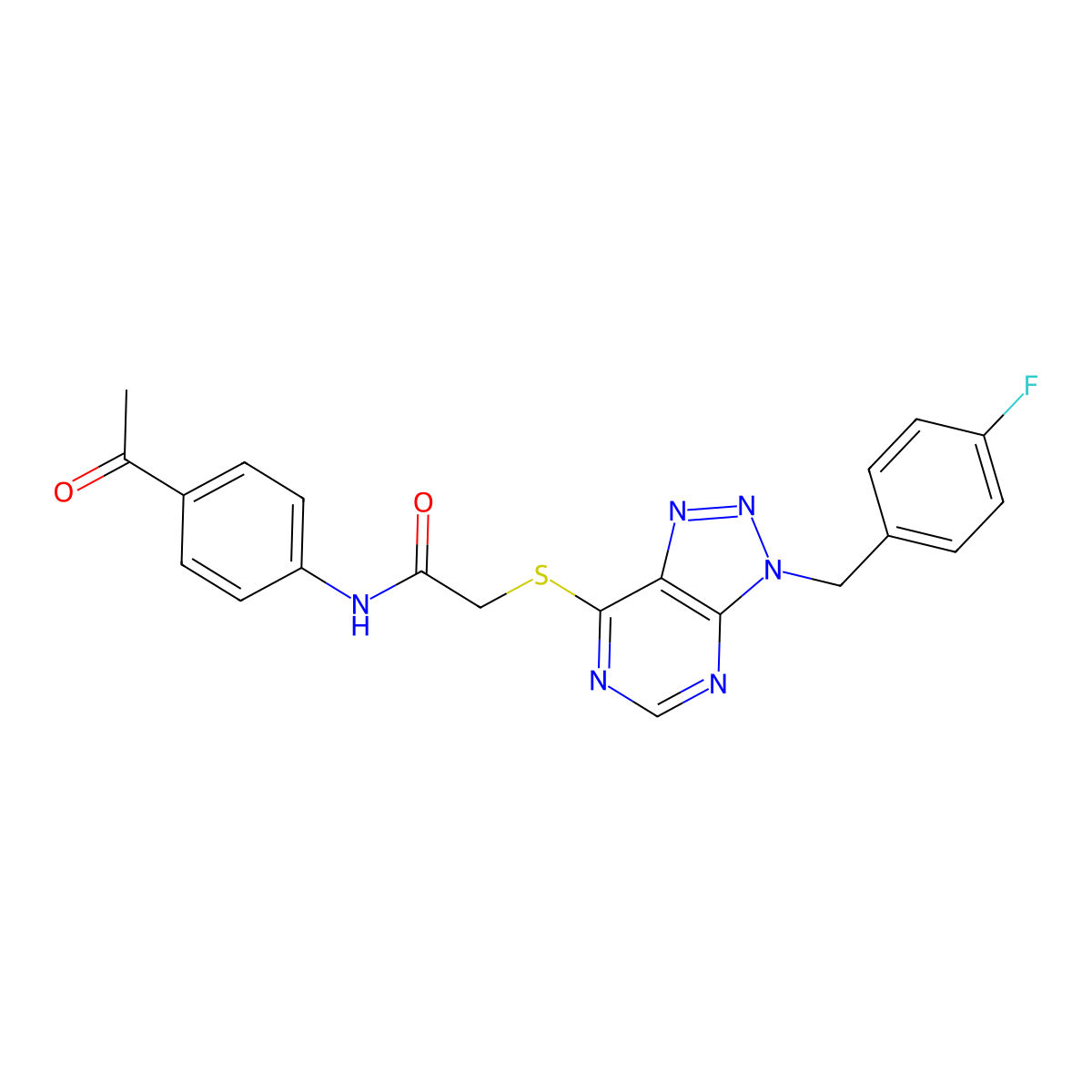 N-(4-acetylphenyl)-2-((3-(4-fluorobenzyl)-3H-[1,2,3]triazolo[4,5-d]pyrimidin-7-yl)thio)acetamide molecular structure, CAS 863457-93-6