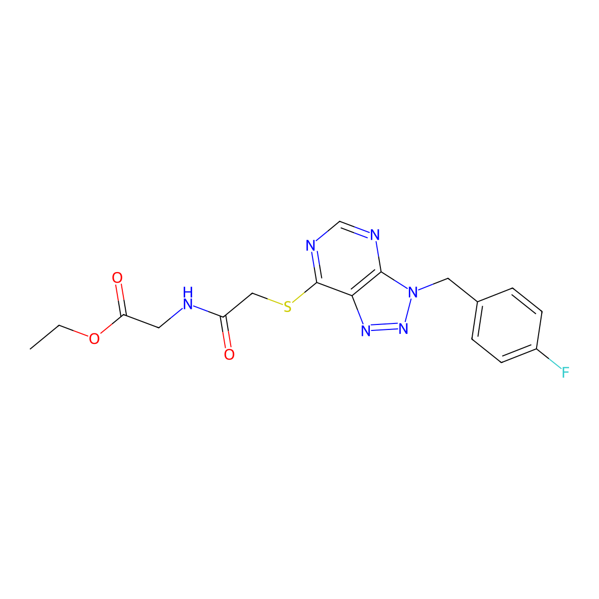 Ethyl 2-[[2-[3-[(4-fluorophenyl)methyl]triazolo[4,5-d]pyrimidin-7-yl]sulfanylacetyl]amino]acetate molecular structure, CAS 863457-98-1