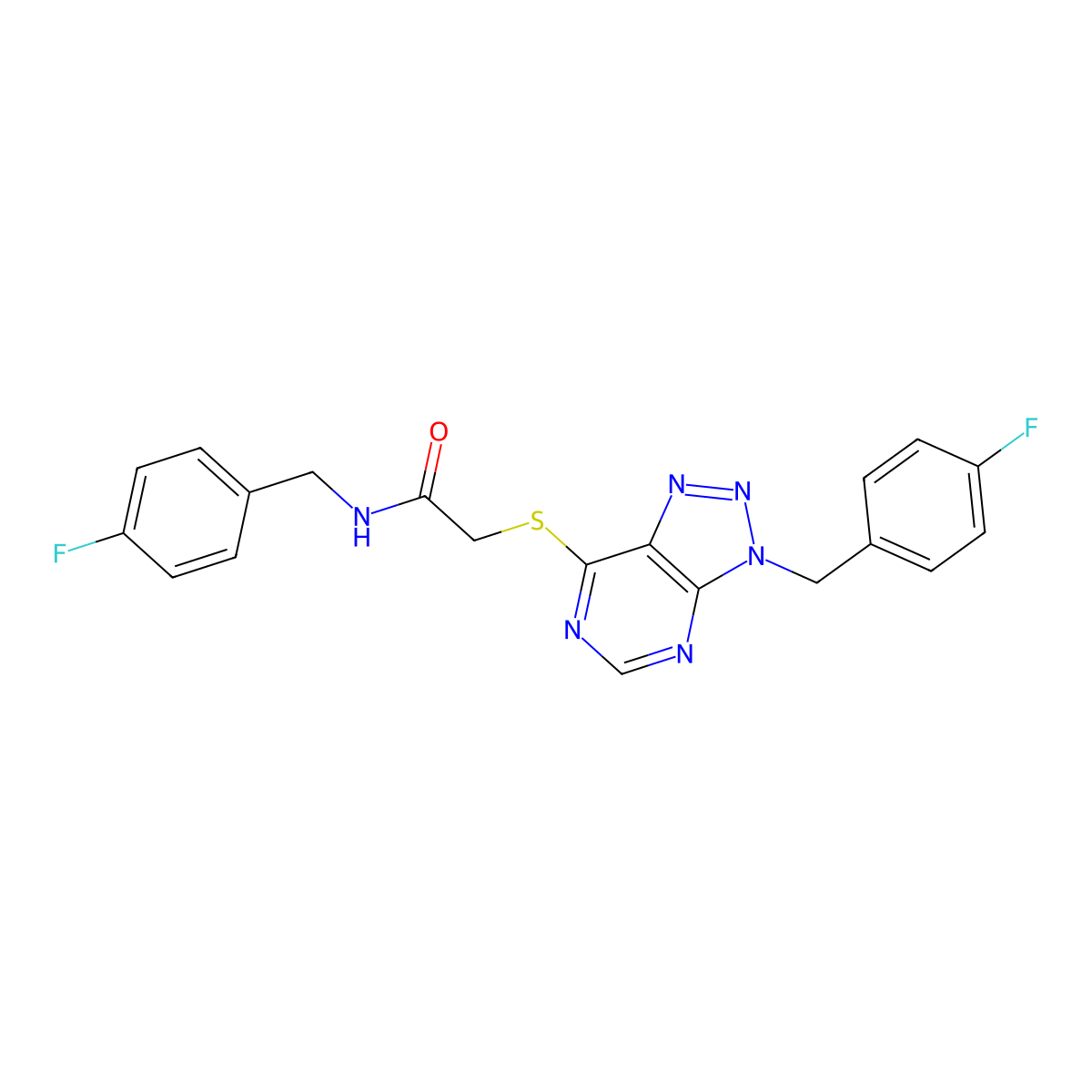 N-(4-fluorobenzyl)-2-((3-(4-fluorobenzyl)-3H-[1,2,3]triazolo[4,5-d]pyrimidin-7-yl)thio)acetamide molecular structure, CAS 863458-00-8