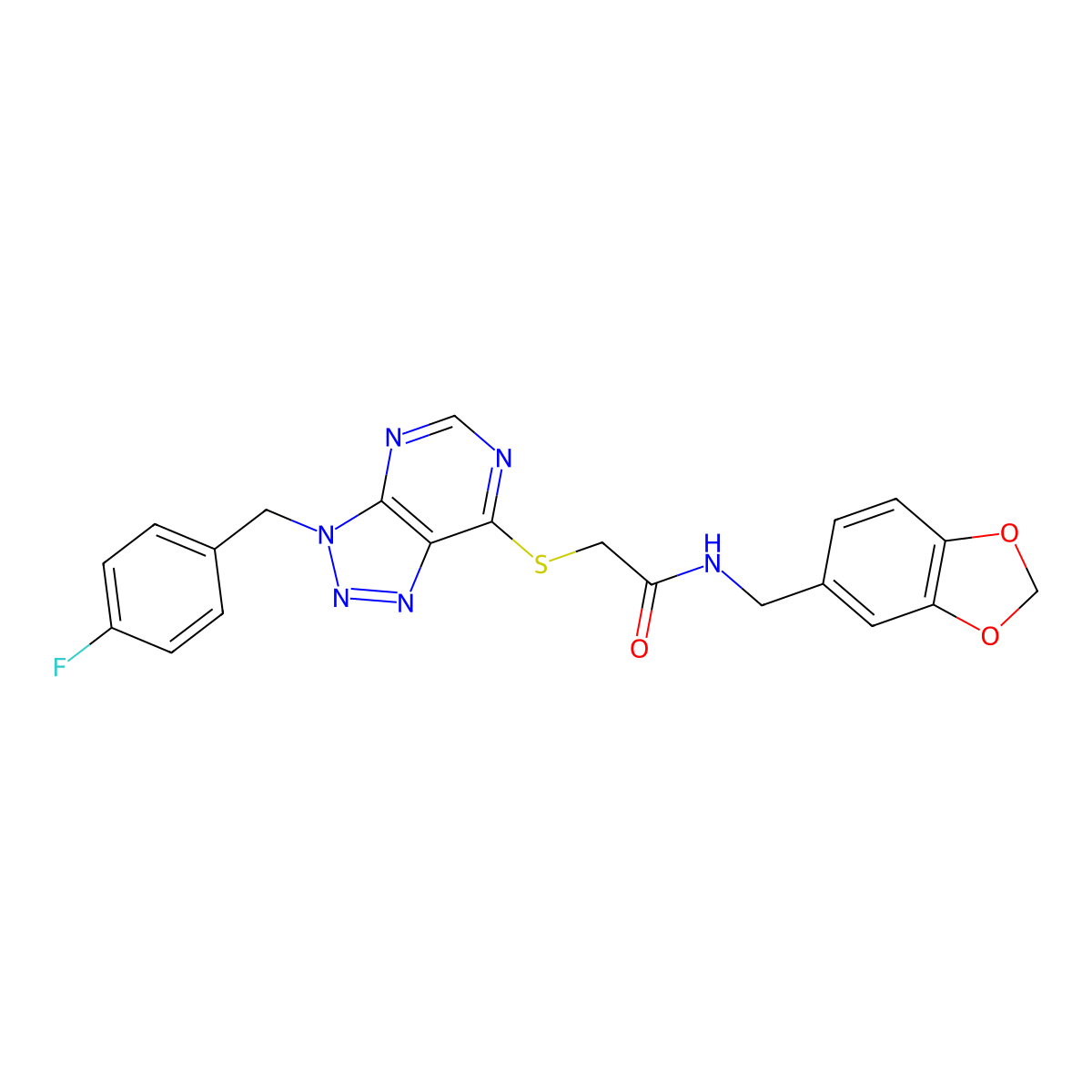 N-(benzo[d][1,3]dioxol-5-ylmethyl)-2-((3-(4-fluorobenzyl)-3H-[1,2,3]triazolo[4,5-d]pyrimidin-7-yl)thio)acetamide molecular structure, CAS 863458-01-9