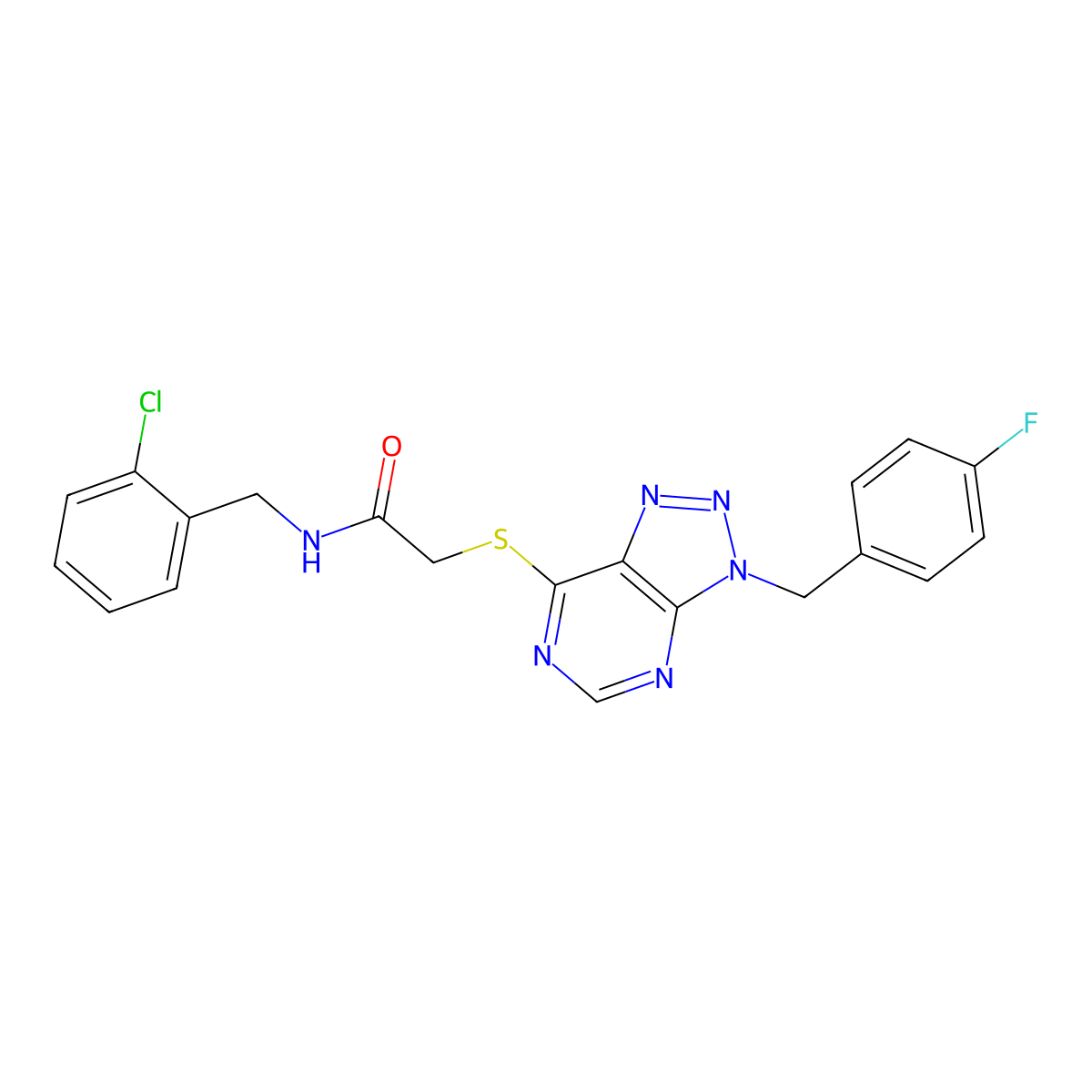 N-(2-chlorobenzyl)-2-((3-(4-fluorobenzyl)-3H-[1,2,3]triazolo[4,5-d]pyrimidin-7-yl)thio)acetamide molecular structure, CAS 863458-02-0