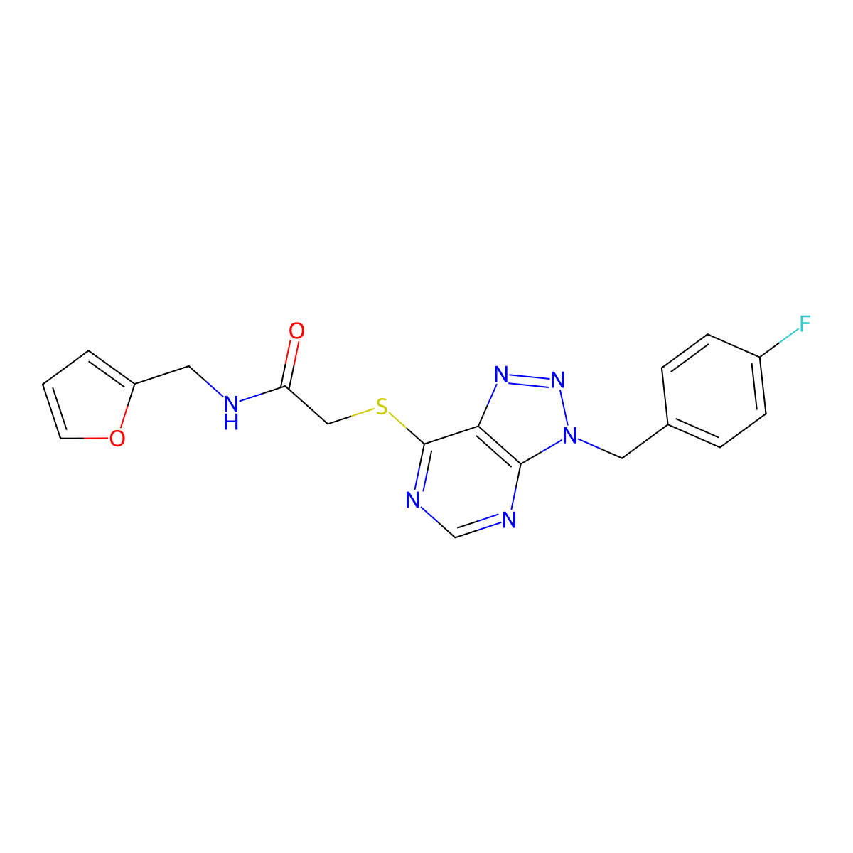 2-[3-[(4-fluorophenyl)methyl]triazolo[4,5-d]pyrimidin-7-yl]sulfanyl-N-(furan-2-ylmethyl)acetamide molecular structure, CAS 863458-03-1