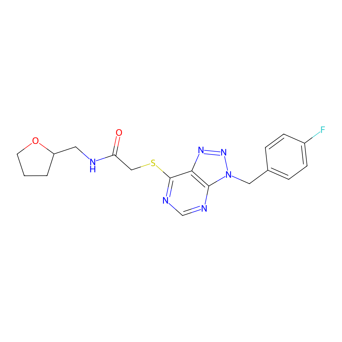 2-((3-(4-fluorobenzyl)-3H-[1,2,3]triazolo[4,5-d]pyrimidin-7-yl)thio)-N-((tetrahydrofuran-2-yl)methyl)acetamide molecular structure, CAS 863458-04-2