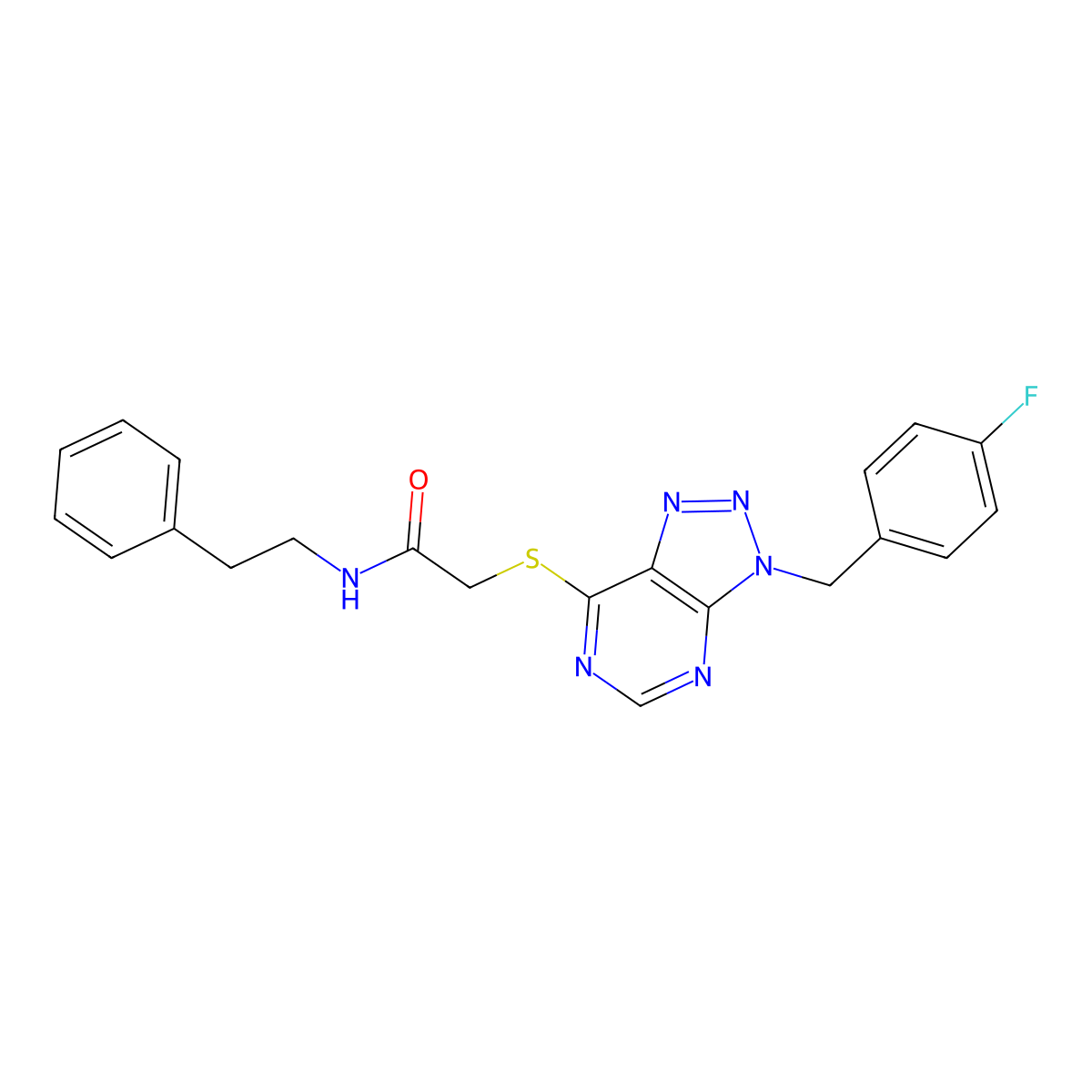 2-((3-(4-fluorobenzyl)-3H-[1,2,3]triazolo[4,5-d]pyrimidin-7-yl)thio)-N-phenethylacetamide molecular structure, CAS 863458-05-3