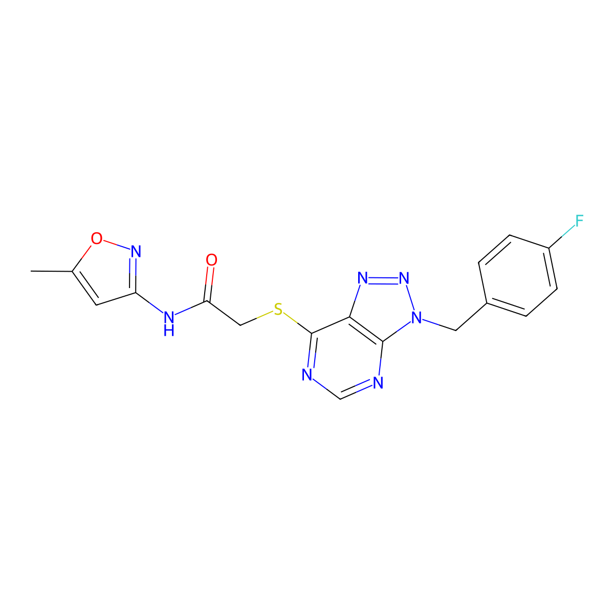 2-((3-(4-fluorobenzyl)-3H-[1,2,3]triazolo[4,5-d]pyrimidin-7-yl)thio)-N-(5-methylisoxazol-3-yl)acetamide molecular structure, CAS 863458-07-5