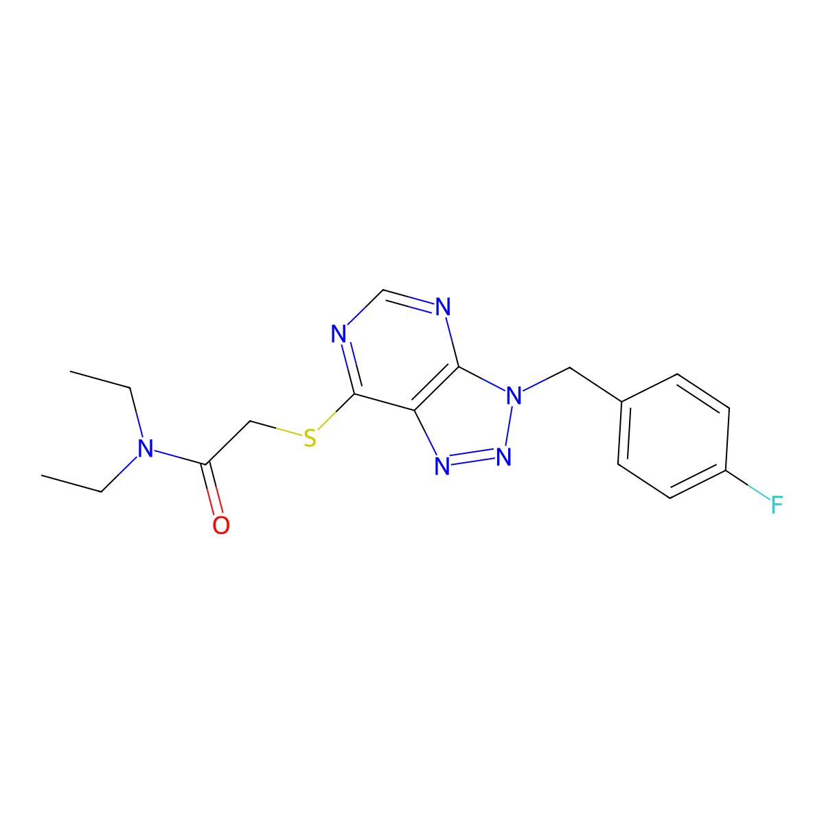 N,N-diethyl-2-((3-(4-fluorobenzyl)-3H-[1,2,3]triazolo[4,5-d]pyrimidin-7-yl)thio)acetamide molecular structure, CAS 863458-08-6