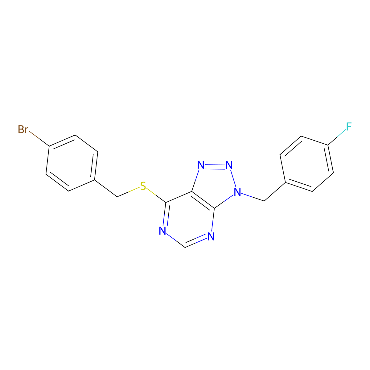 7-((4-bromobenzyl)thio)-3-(4-fluorobenzyl)-3H-[1,2,3]triazolo[4,5-d]pyrimidine molecular structure, CAS 863458-13-3