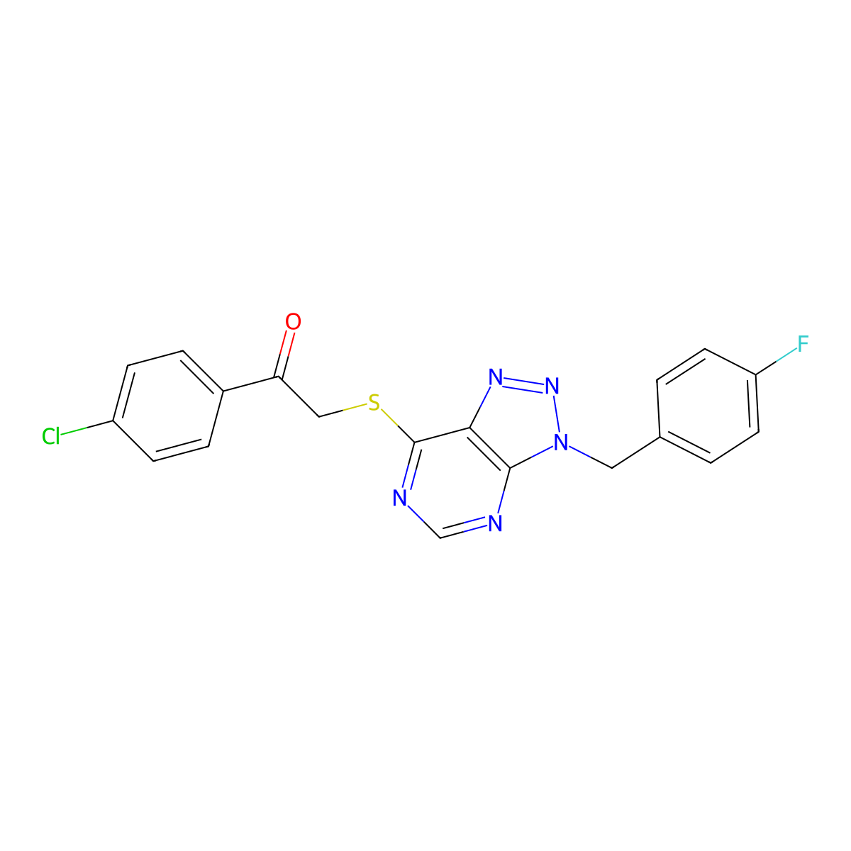 1-(4-chlorophenyl)-2-((3-(4-fluorobenzyl)-3H-[1,2,3]triazolo[4,5-d]pyrimidin-7-yl)thio)ethanone molecular structure, CAS 863458-31-5