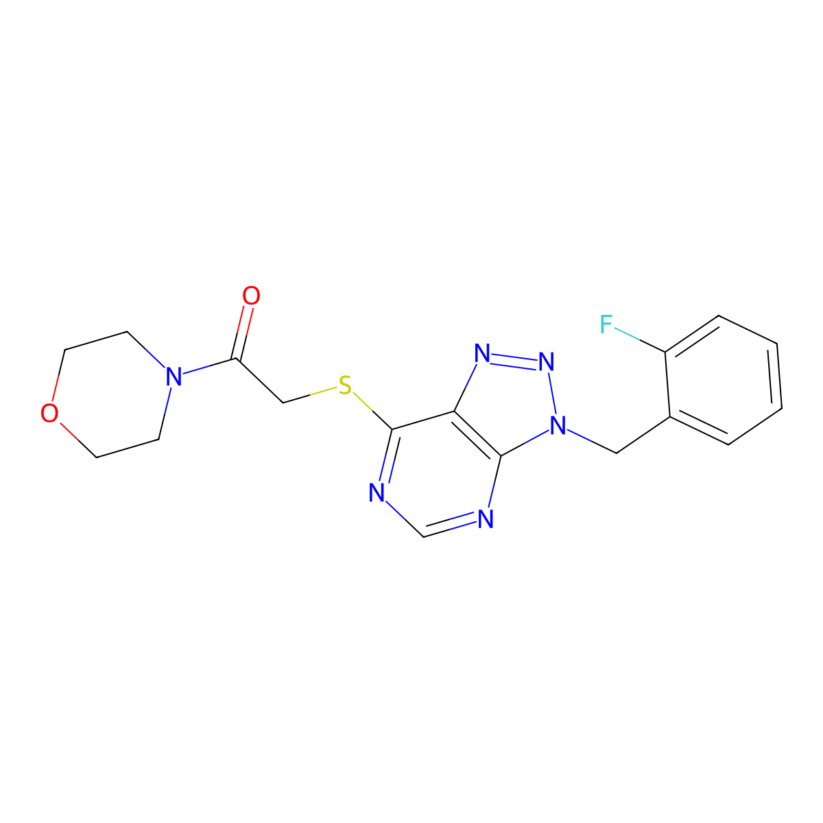 2-((3-(2-fluorobenzyl)-3H-[1,2,3]triazolo[4,5-d]pyrimidin-7-yl)thio)-1-morpholinoethanone molecular structure, CAS 863458-35-9