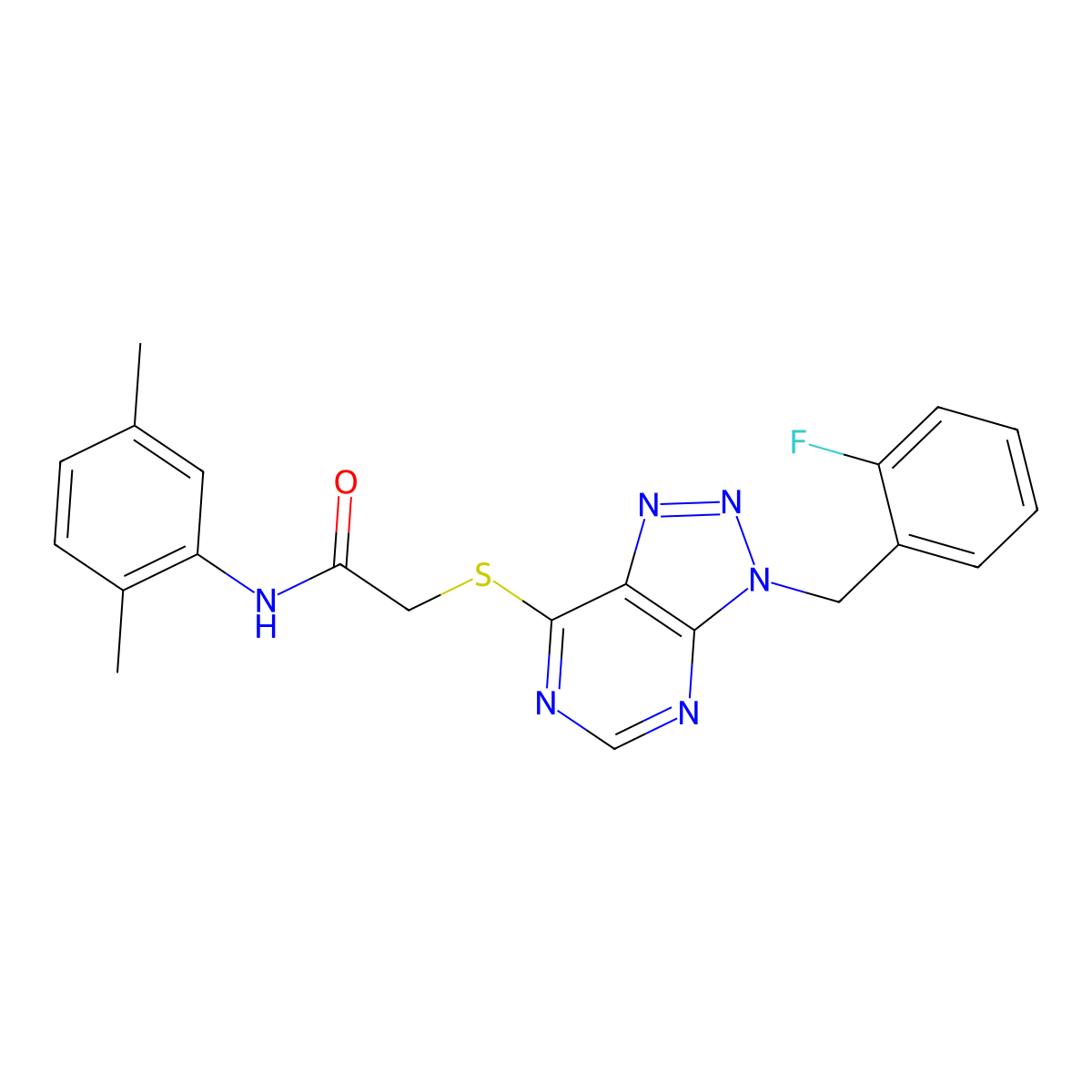 N-(2,5-dimethylphenyl)-2-((3-(2-fluorobenzyl)-3H-[1,2,3]triazolo[4,5-d]pyrimidin-7-yl)thio)acetamide molecular structure, CAS 863458-46-2