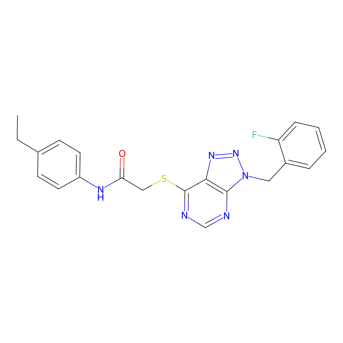 N-(4-ethylphenyl)-2-((3-(2-fluorobenzyl)-3H-[1,2,3]triazolo[4,5-d]pyrimidin-7-yl)thio)acetamide molecular structure, CAS 863458-50-8