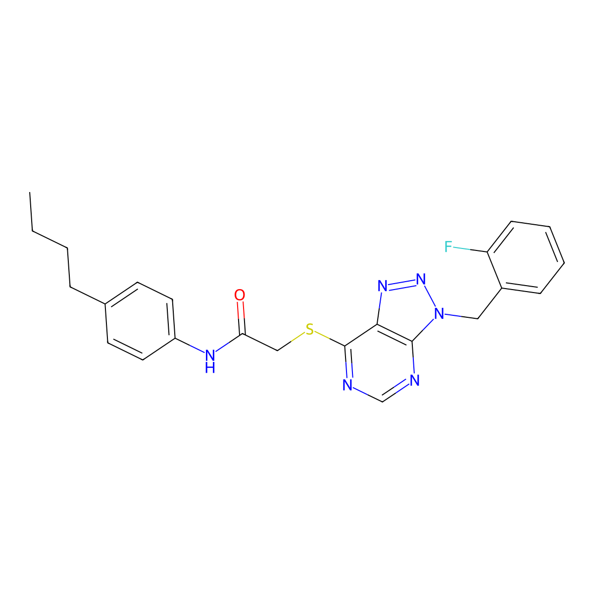 N-(4-butylphenyl)-2-((3-(2-fluorobenzyl)-3H-[1,2,3]triazolo[4,5-d]pyrimidin-7-yl)thio)acetamide molecular structure, CAS 863458-51-9
