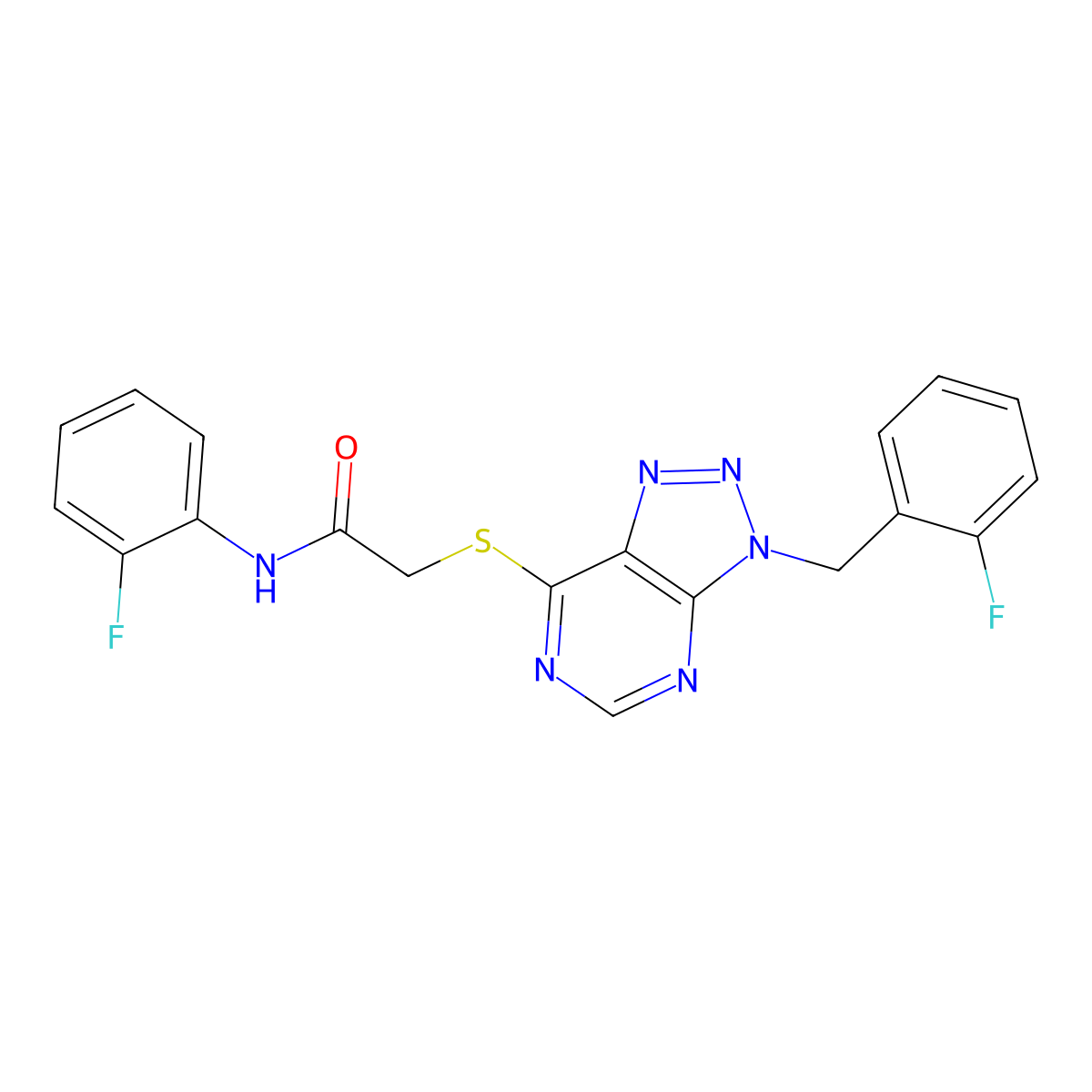 N-(2-fluorophenyl)-2-[3-[(2-fluorophenyl)methyl]triazolo[4,5-d]pyrimidin-7-yl]sulfanylacetamide molecular structure, CAS 863458-52-0