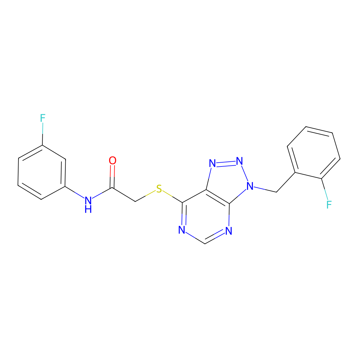 2-((3-(2-fluorobenzyl)-3H-[1,2,3]triazolo[4,5-d]pyrimidin-7-yl)thio)-N-(3-fluorophenyl)acetamide molecular structure, CAS 863458-53-1