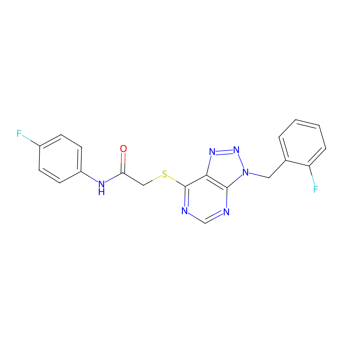 N-(4-fluorophenyl)-2-[3-[(2-fluorophenyl)methyl]triazolo[4,5-d]pyrimidin-7-yl]sulfanylacetamide molecular structure, CAS 863458-54-2