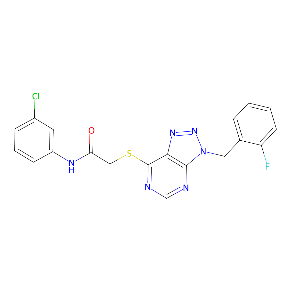 N-(3-chlorophenyl)-2-((3-(2-fluorobenzyl)-3H-[1,2,3]triazolo[4,5-d]pyrimidin-7-yl)thio)acetamide molecular structure, CAS 863458-55-3