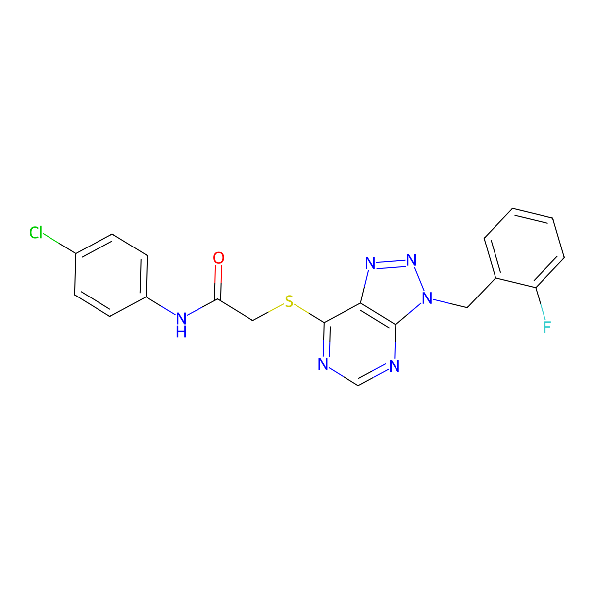 N-(4-chlorophenyl)-2-((3-(2-fluorobenzyl)-3H-[1,2,3]triazolo[4,5-d]pyrimidin-7-yl)thio)acetamide molecular structure, CAS 863458-56-4