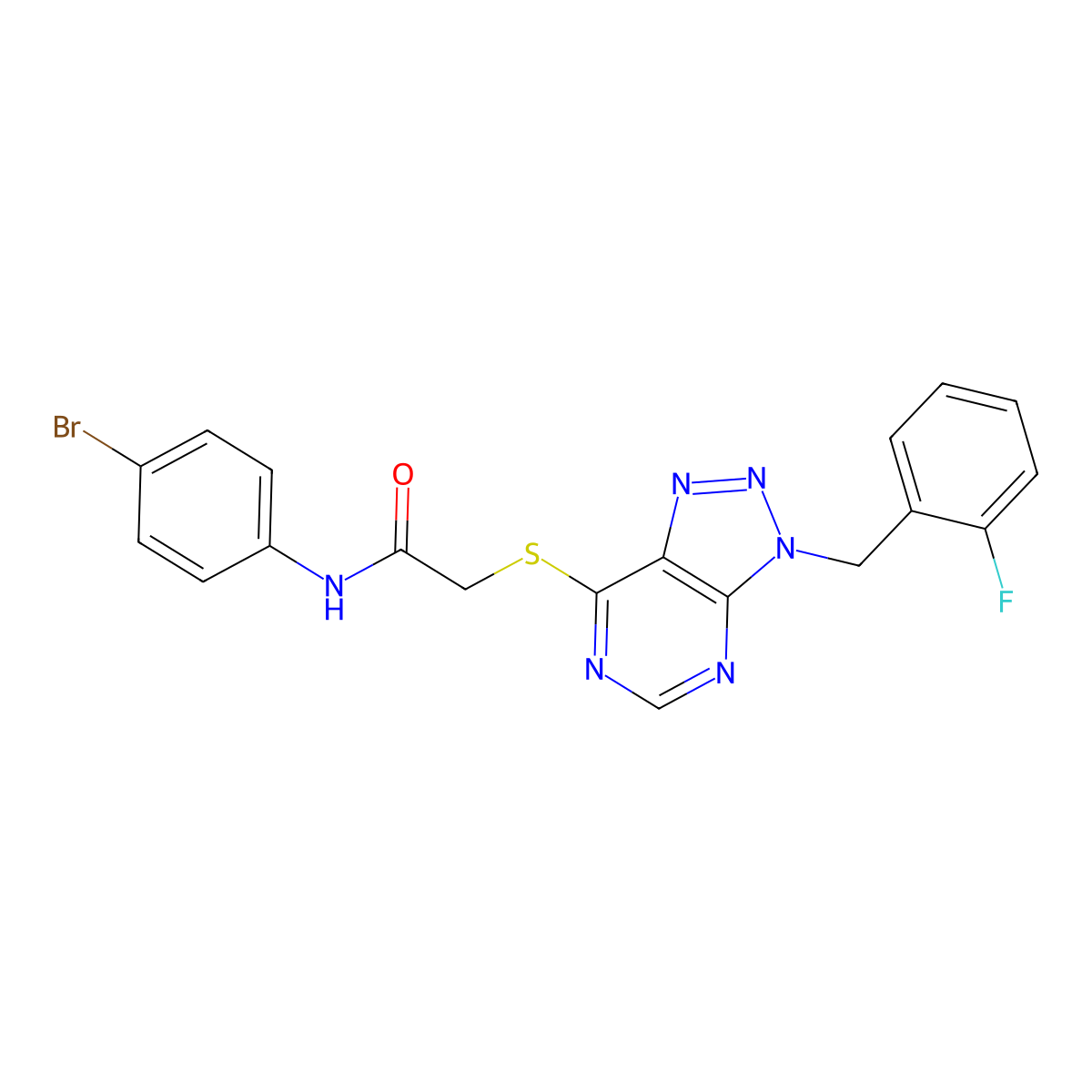 N-(4-bromophenyl)-2-((3-(2-fluorobenzyl)-3H-[1,2,3]triazolo[4,5-d]pyrimidin-7-yl)thio)acetamide molecular structure, CAS 863458-57-5