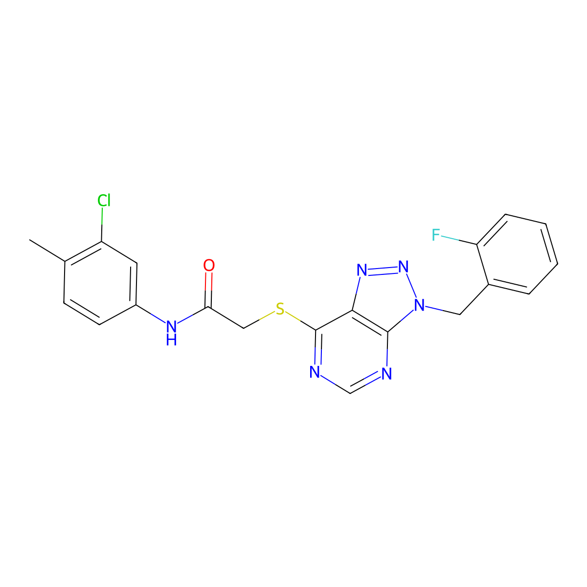 N-(3-chloro-4-methylphenyl)-2-((3-(2-fluorobenzyl)-3H-[1,2,3]triazolo[4,5-d]pyrimidin-7-yl)thio)acetamide molecular structure, CAS 863458-59-7