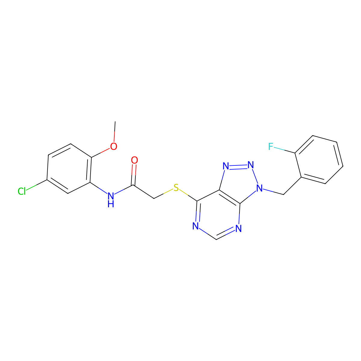 N-(5-chloro-2-methoxyphenyl)-2-((3-(2-fluorobenzyl)-3H-[1,2,3]triazolo[4,5-d]pyrimidin-7-yl)thio)acetamide molecular structure, CAS 863458-60-0