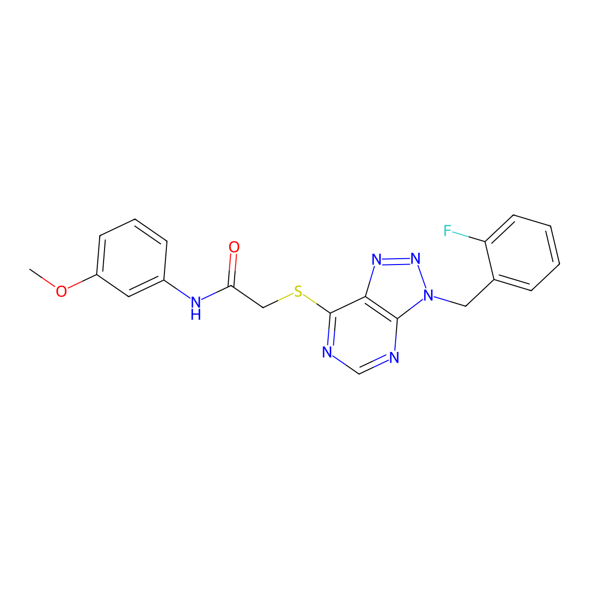 2-((3-(2-fluorobenzyl)-3H-[1,2,3]triazolo[4,5-d]pyrimidin-7-yl)thio)-N-(3-methoxyphenyl)acetamide molecular structure, CAS 863458-62-2