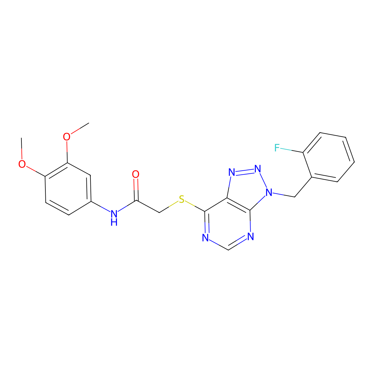 N-(3,4-dimethoxyphenyl)-2-((3-(2-fluorobenzyl)-3H-[1,2,3]triazolo[4,5-d]pyrimidin-7-yl)thio)acetamide molecular structure, CAS 863458-68-8