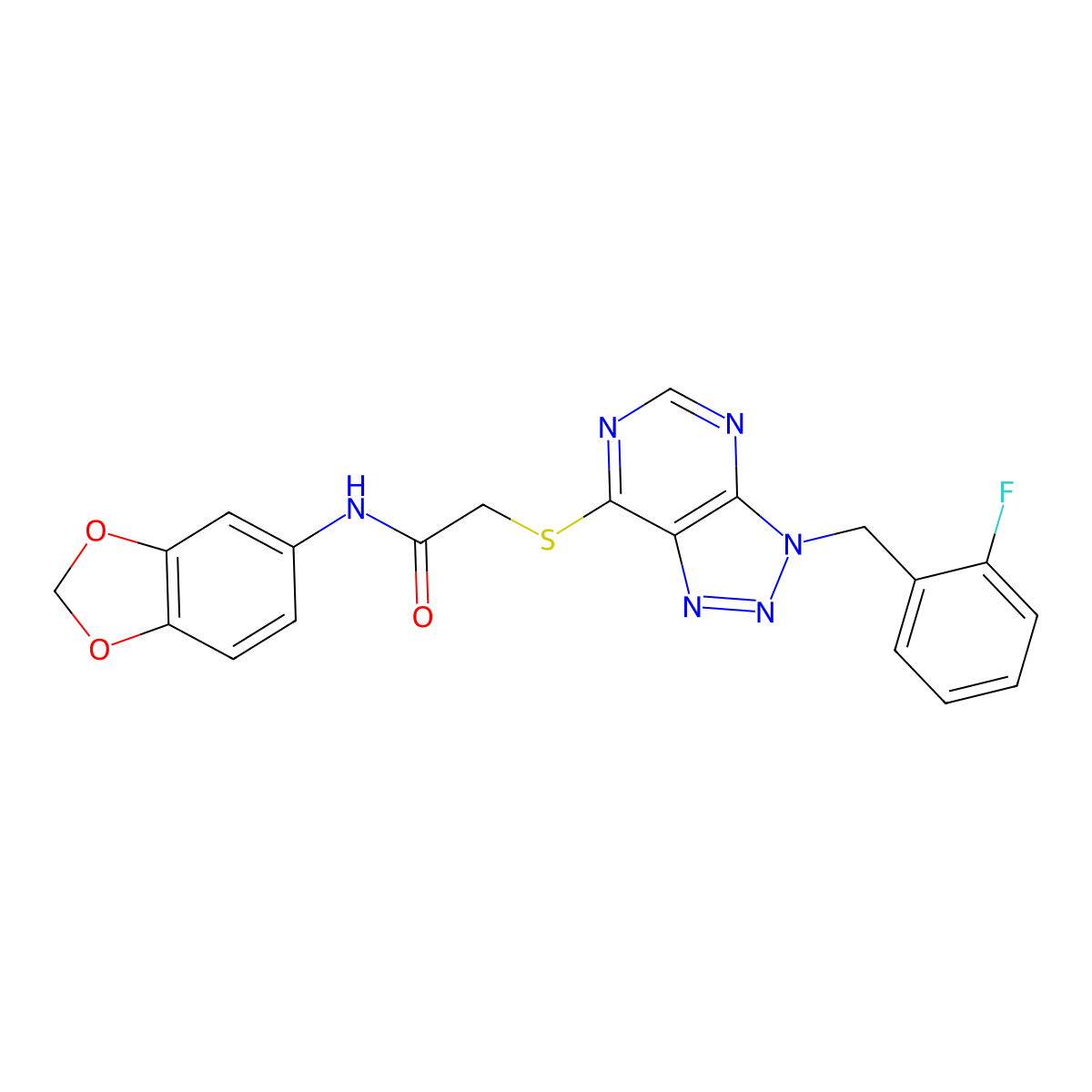 N-(2H-1,3-benzodioxol-5-yl)-2-({3-[(2-fluorophenyl)methyl]-3H-[1,2,3]triazolo[4,5-d]pyrimidin-7-yl}sulfanyl)acetamide molecular structure, CAS 863458-69-9