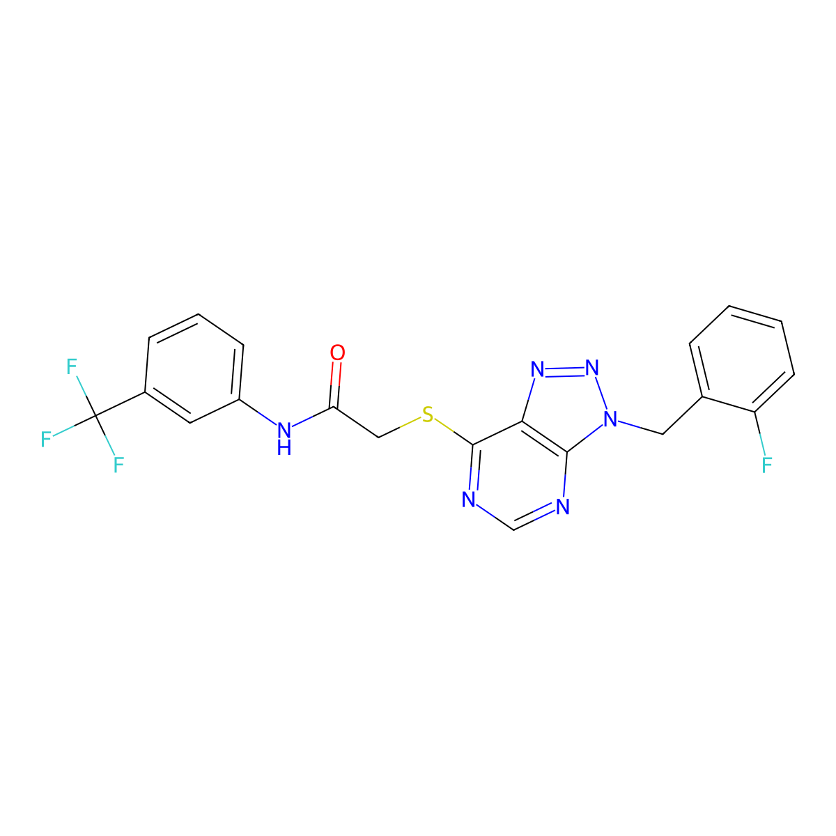 2-((3-(2-fluorobenzyl)-3H-[1,2,3]triazolo[4,5-d]pyrimidin-7-yl)thio)-N-(3-(trifluoromethyl)phenyl)acetamide molecular structure, CAS 863458-72-4