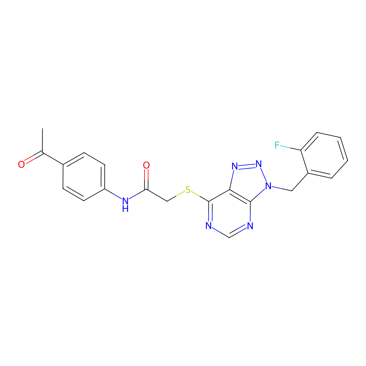 N-(4-acetylphenyl)-2-((3-(2-fluorobenzyl)-3H-[1,2,3]triazolo[4,5-d]pyrimidin-7-yl)thio)acetamide molecular structure, CAS 863458-77-9
