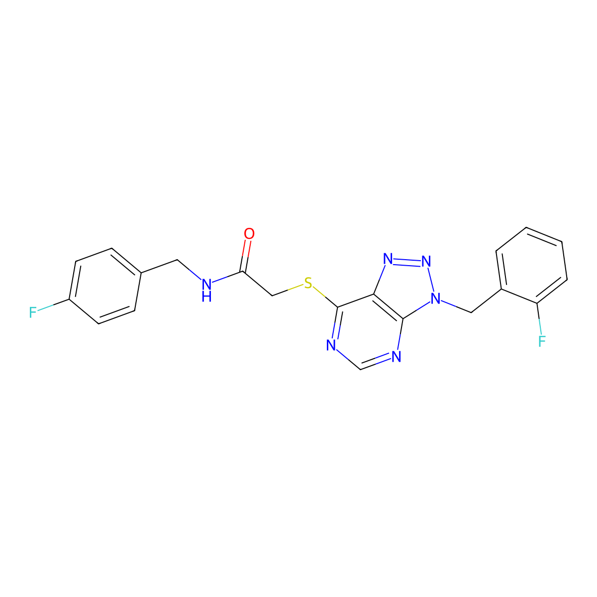 N-(4-fluorobenzyl)-2-((3-(2-fluorobenzyl)-3H-[1,2,3]triazolo[4,5-d]pyrimidin-7-yl)thio)acetamide molecular structure, CAS 863458-84-8