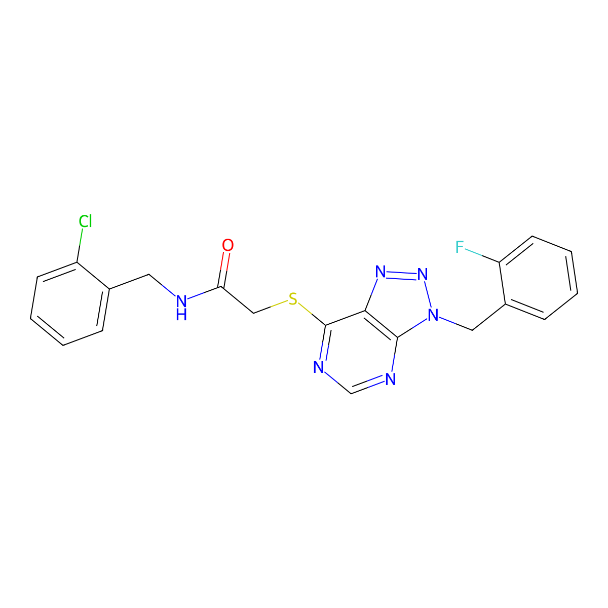 N-(2-chlorobenzyl)-2-((3-(2-fluorobenzyl)-3H-[1,2,3]triazolo[4,5-d]pyrimidin-7-yl)thio)acetamide molecular structure, CAS 863458-86-0