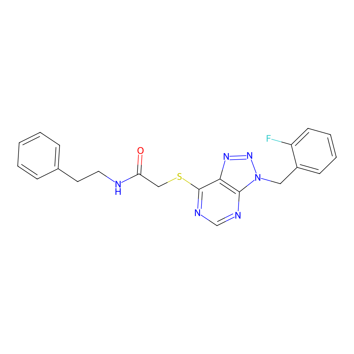 2-((3-(2-fluorobenzyl)-3H-[1,2,3]triazolo[4,5-d]pyrimidin-7-yl)thio)-N-phenethylacetamide molecular structure, CAS 863458-88-2