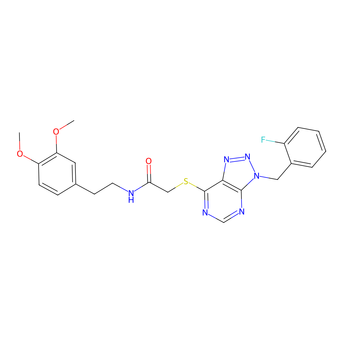 N-(3,4-dimethoxyphenethyl)-2-((3-(2-fluorobenzyl)-3H-[1,2,3]triazolo[4,5-d]pyrimidin-7-yl)thio)acetamide molecular structure, CAS 863458-90-6